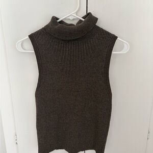 By Together Dark Brown Sleeveless Turtleneck Sweater